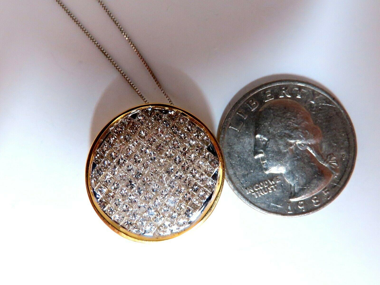 Taille princesse Collier à grappes circulaires en or 14 carats avec diamants de 2,12 carats, taille princesse invisible en vente