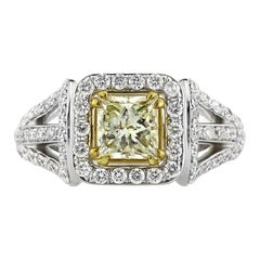 2.12ct Fancy Light Yellow Princess Cut Diamond Engagement Ring