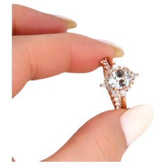 2.12ct Maris 14kt Blush Champagne Sapphire Diamond Unique Halo Bridal Set