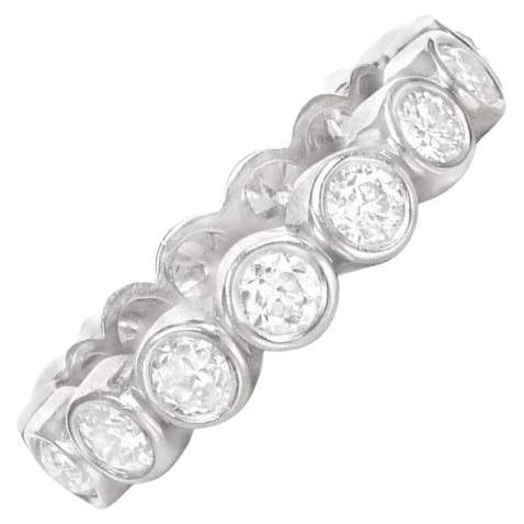 2.12ct Old European Cut Diamond Eternity Band Ring, Platinum For Sale