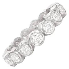 2.12ct Old European Cut Diamond Eternity Band Ring, Platinum