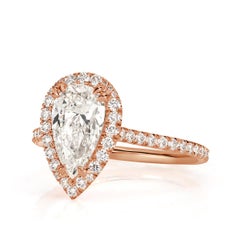 Anello di fidanzamento con diamante a forma di pera da 2.12 carati