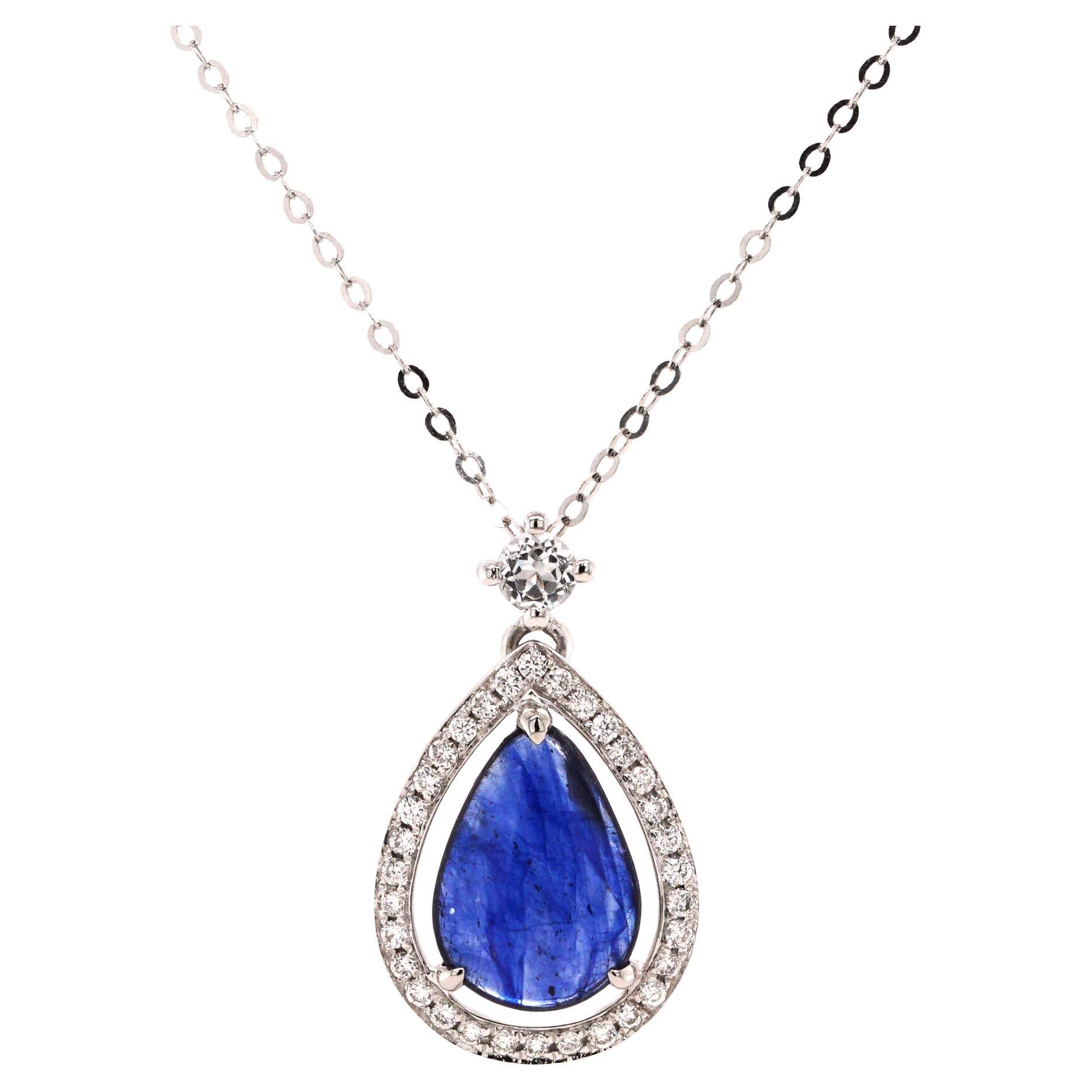 Colgante Fei Liu de Cabujón de Zafiro de 2,12 ct y Diamante en Platino