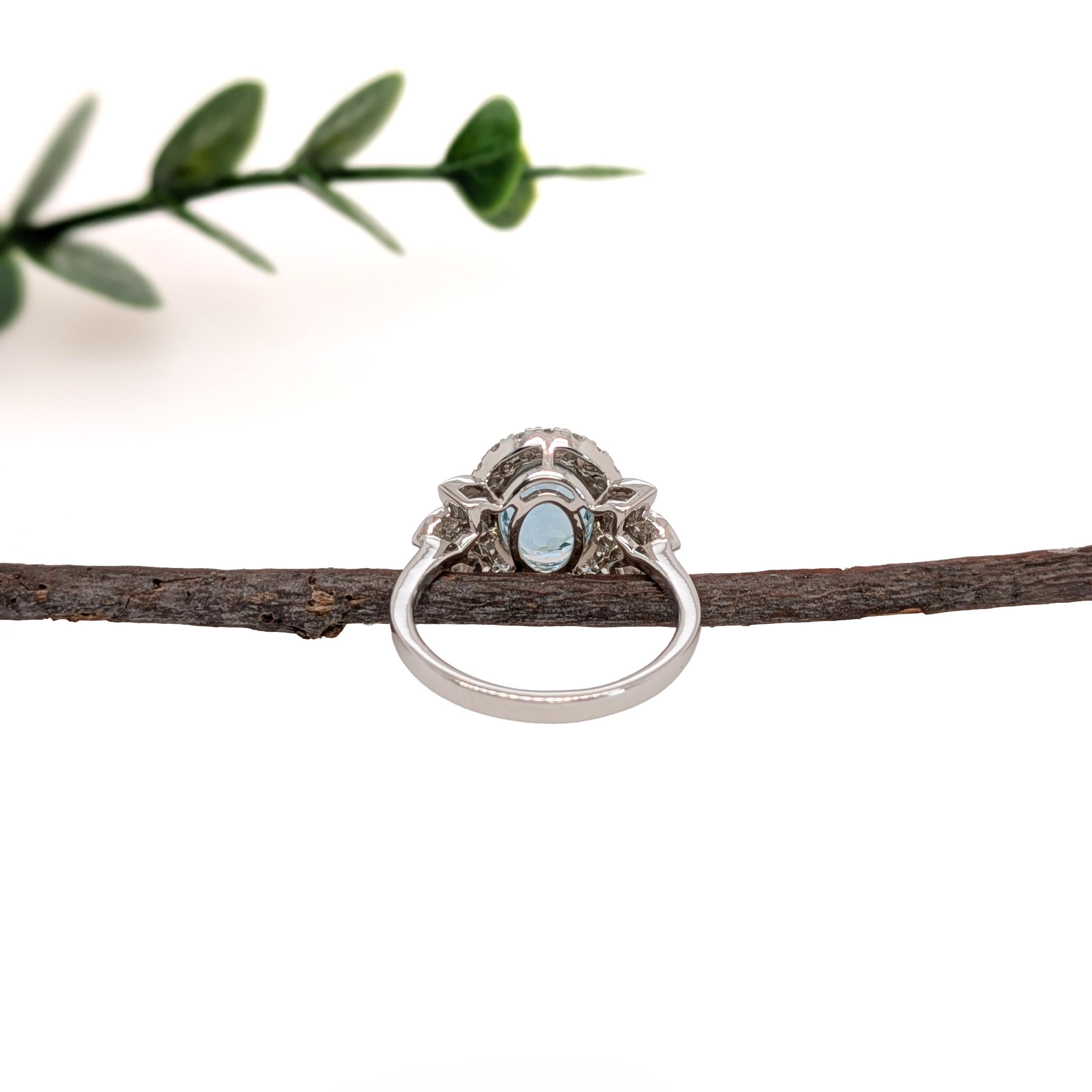 2.12cts Santa Maria Aquamarine Ring w Natural Diamonds in 14K Gold  Oval 10x8mm In New Condition For Sale In Columbus, OH