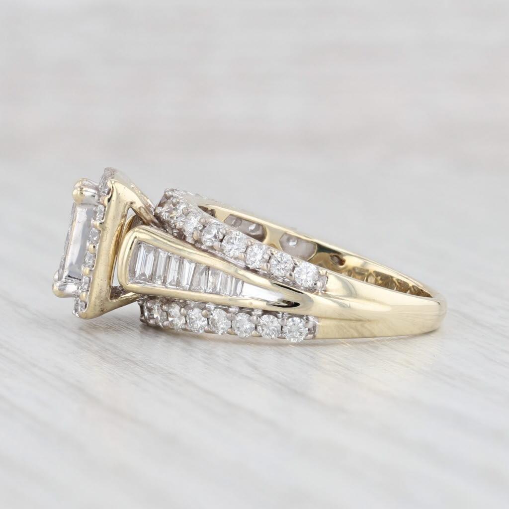 2,12 Karat Diamant Prinzessin Halo Verlobungsring 10k Gelbgold Größe 7,25 1
