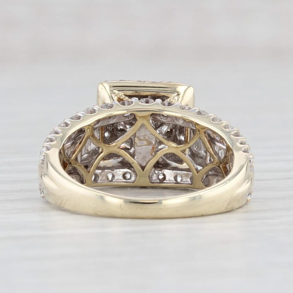 2,12 Karat Diamant Prinzessin Halo Verlobungsring 10k Gelbgold Größe 7,25 2