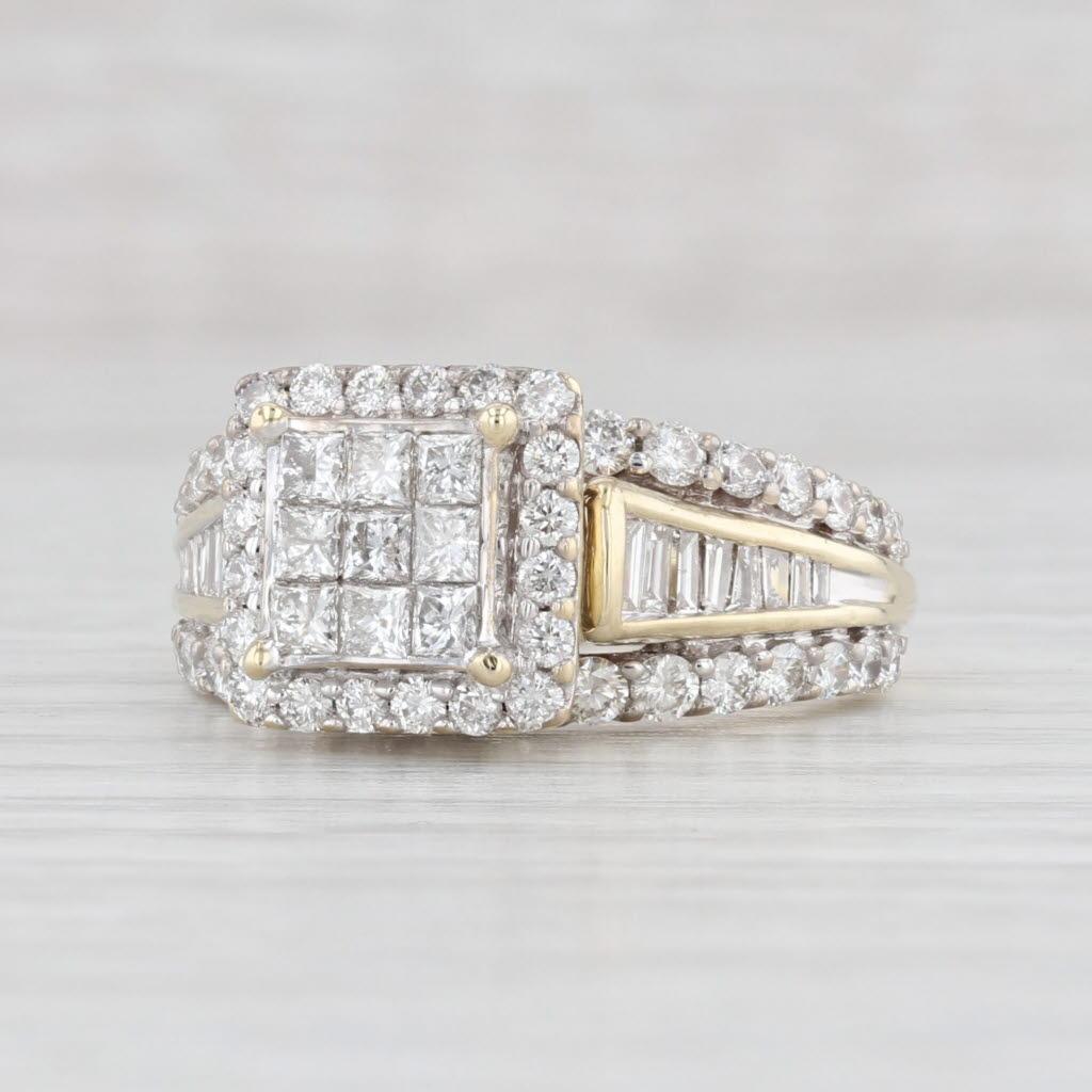 2,12 Karat Diamant Prinzessin Halo Verlobungsring 10k Gelbgold Größe 7,25 3