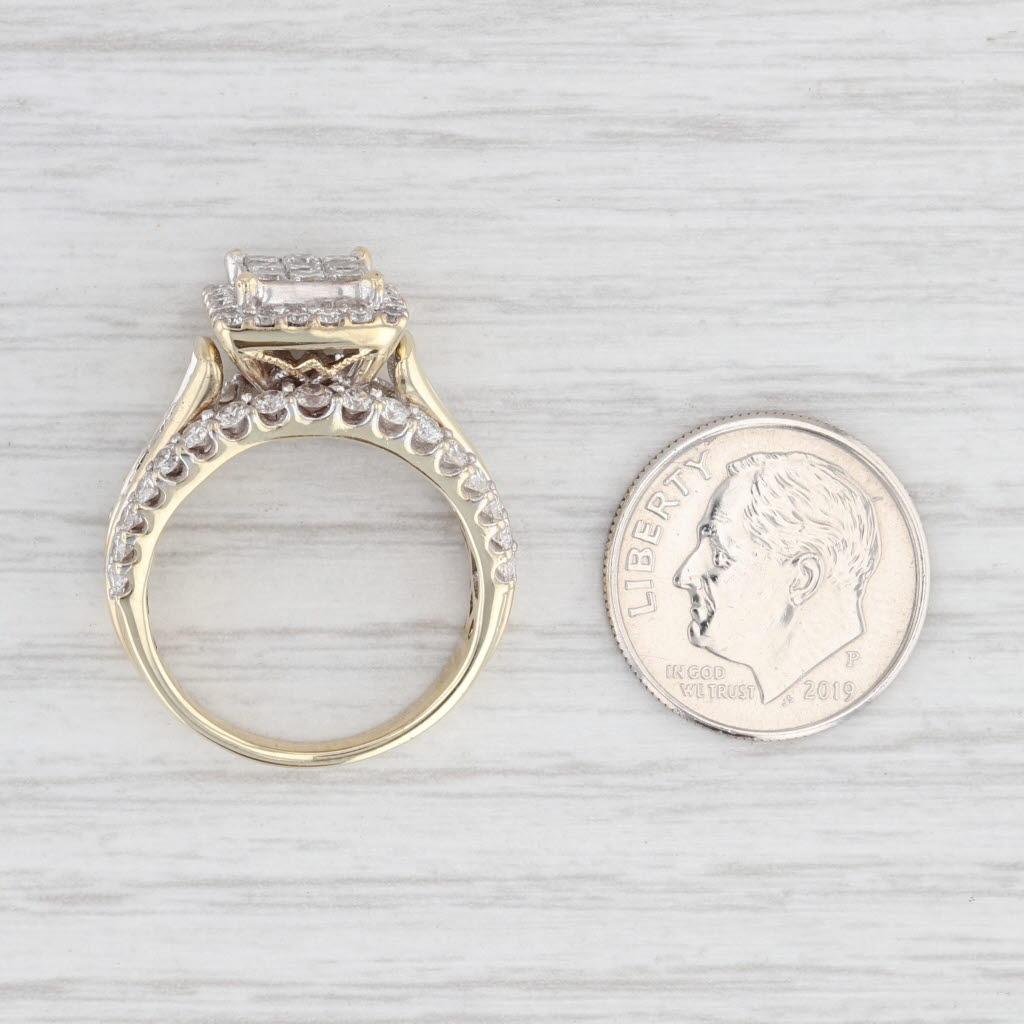2,12 Karat Diamant Prinzessin Halo Verlobungsring 10k Gelbgold Größe 7,25 4