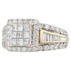 Anello di fidanzamento con diamante Princess Halo da 2,12 carati in oro giallo 10k, misura 7,25