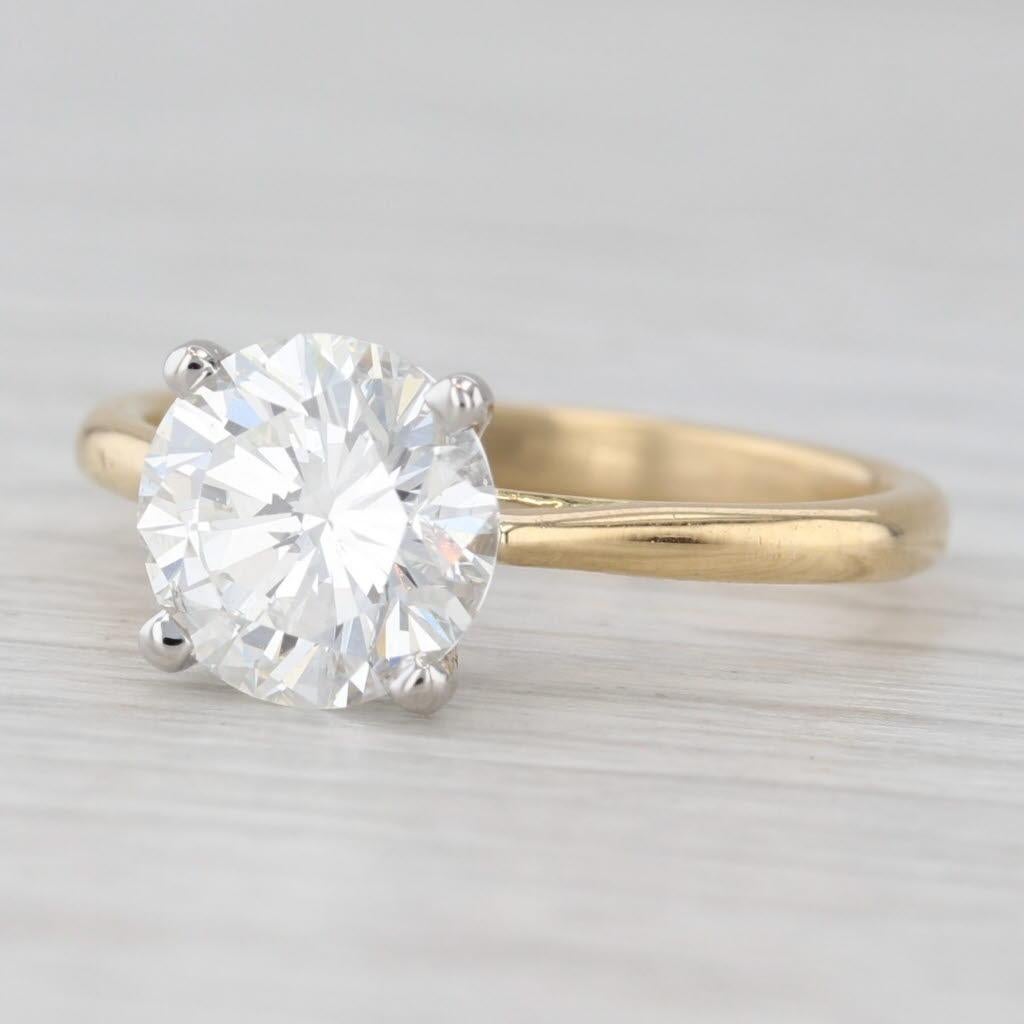 2.12ctw Round Diamond Solitaire Engagement Ring 18k Gold Platinum Size 6.5 GIA en vente