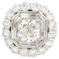 2.13 Carat Cushion-cut Diamond Double Halo 18K White Gold Engagement Ring, GIA