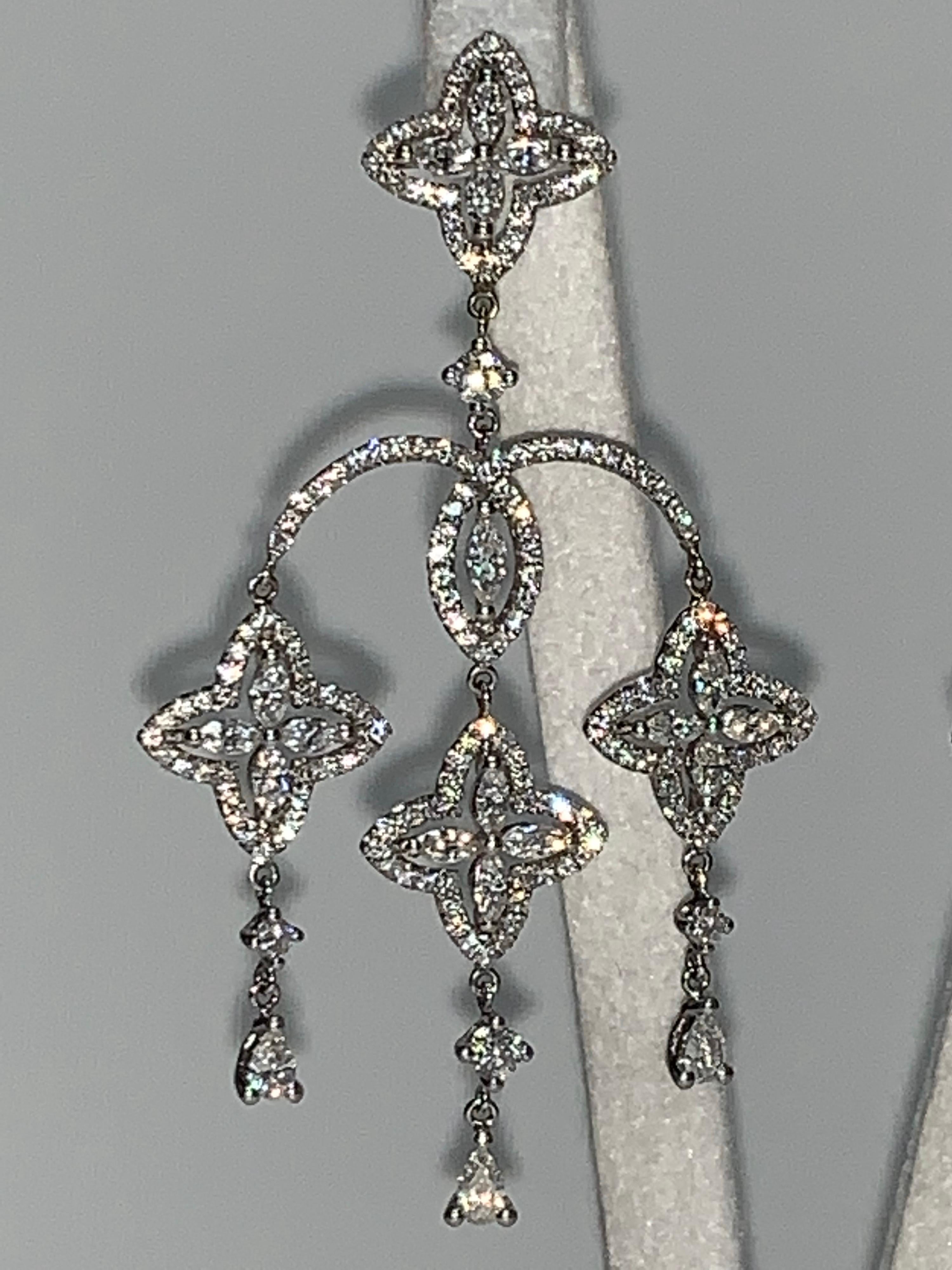 Edwardian White Diamond, White Gold Earrings For Sale