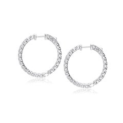2.13 Carat Diamond Hoop Earrings in 18 Karat White Gold