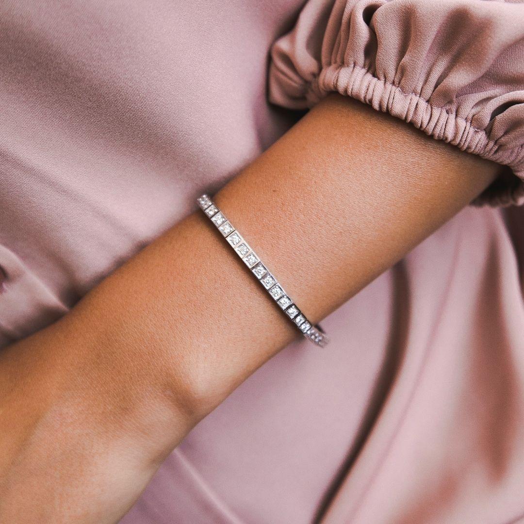 womens diamond tennis bracelet on wrist