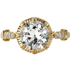 2.13 Carat EGL Certified Old European Cut Diamond Set in an 18k Yellow Gold Ring