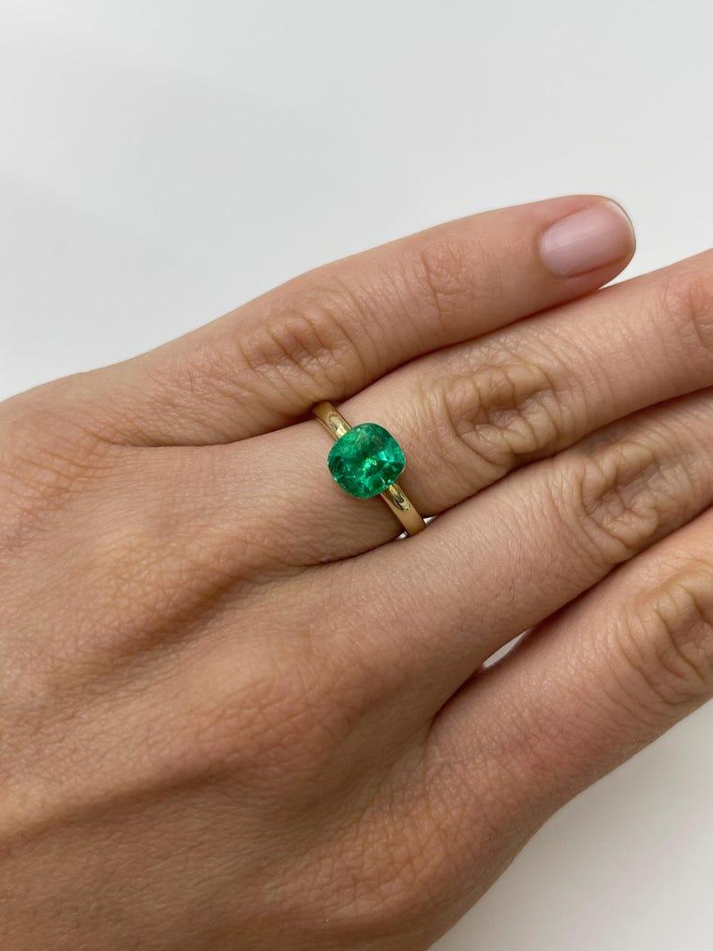 2.13 Carat Electric Muzo Green Colombian Emerald - 8x7.5 Cushion Cut May For Sale 4