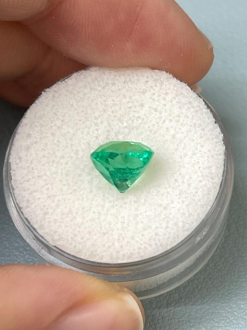 2.13 Carat Electric Muzo Green Colombian Emerald - 8x7.5 Cushion Cut May For Sale 2