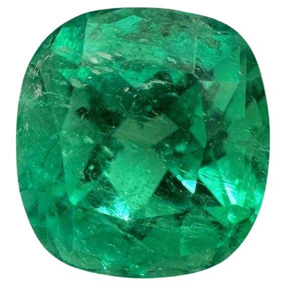 2.13 Carat Electric Muzo Green Colombian Emerald - 8x7.5 Cushion Cut May For Sale