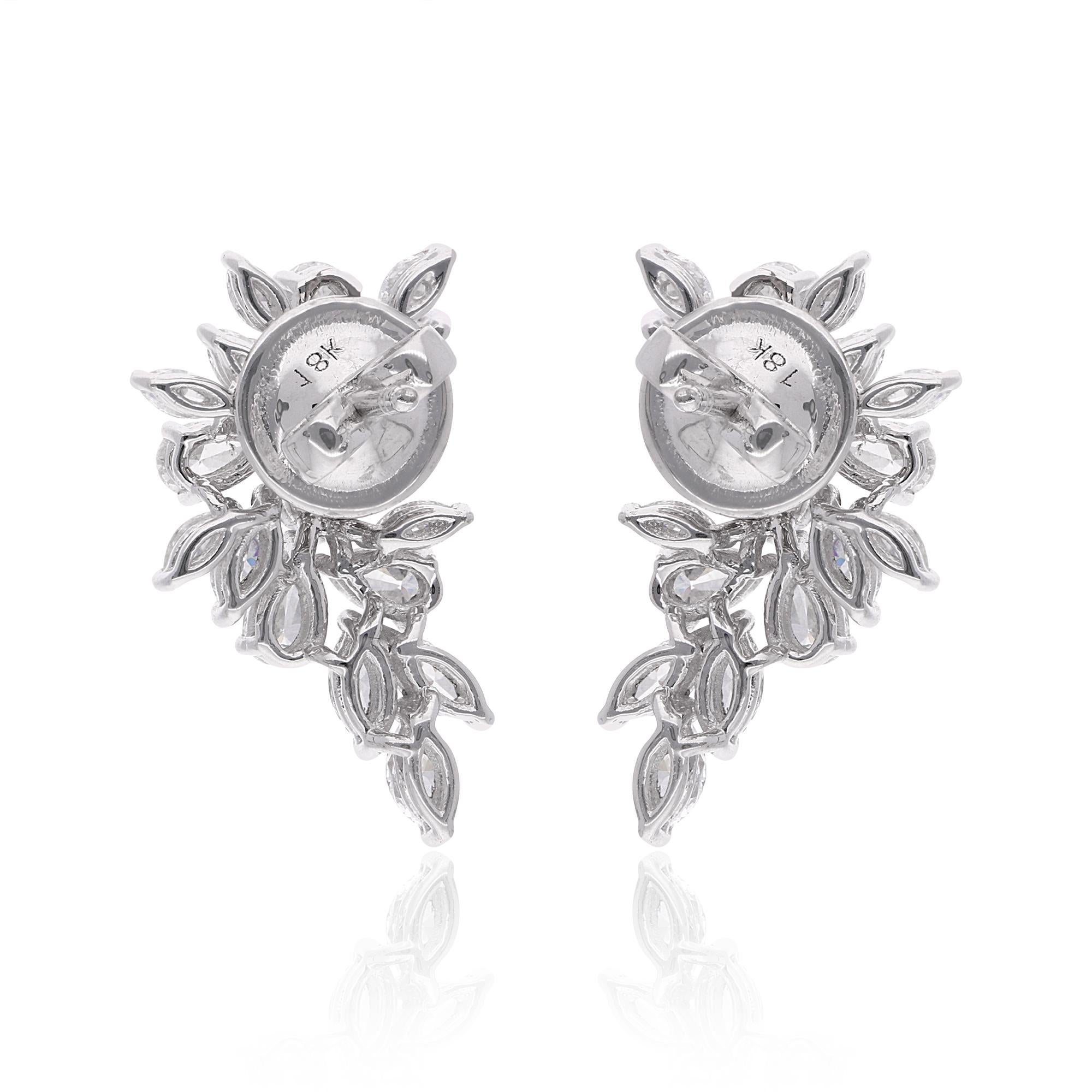 2.13 Carat Marquise & Pear Diamond Earrings 14 Karat White Gold Handmade Jewelry In New Condition In Diera, Dubai