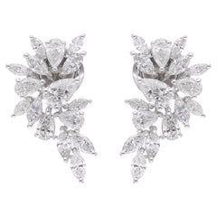 2.13 Carat Marquise & Pear Diamond Earrings 14 Karat White Gold Handmade Jewelry