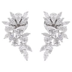 2.13 Carat Marquise & Pear Diamond Earrings 14 Karat White Gold Handmade Jewelry