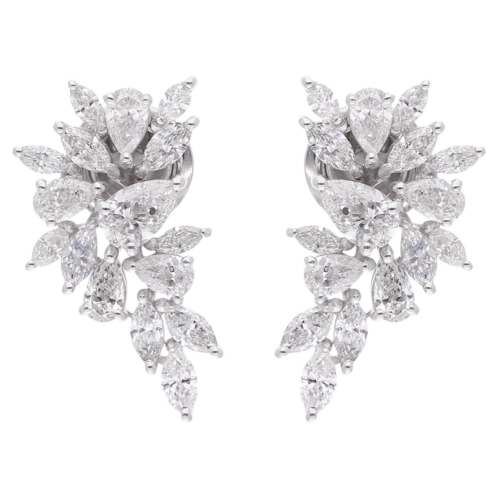 Orecchini con diamanti Marquise e Pear da 2,13 carati in oro bianco 14 carati Gioielli fatti a mano