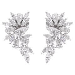 2.13 Carat Marquise & Pear Diamond Earrings 18 Karat White Gold Handmade Jewelry