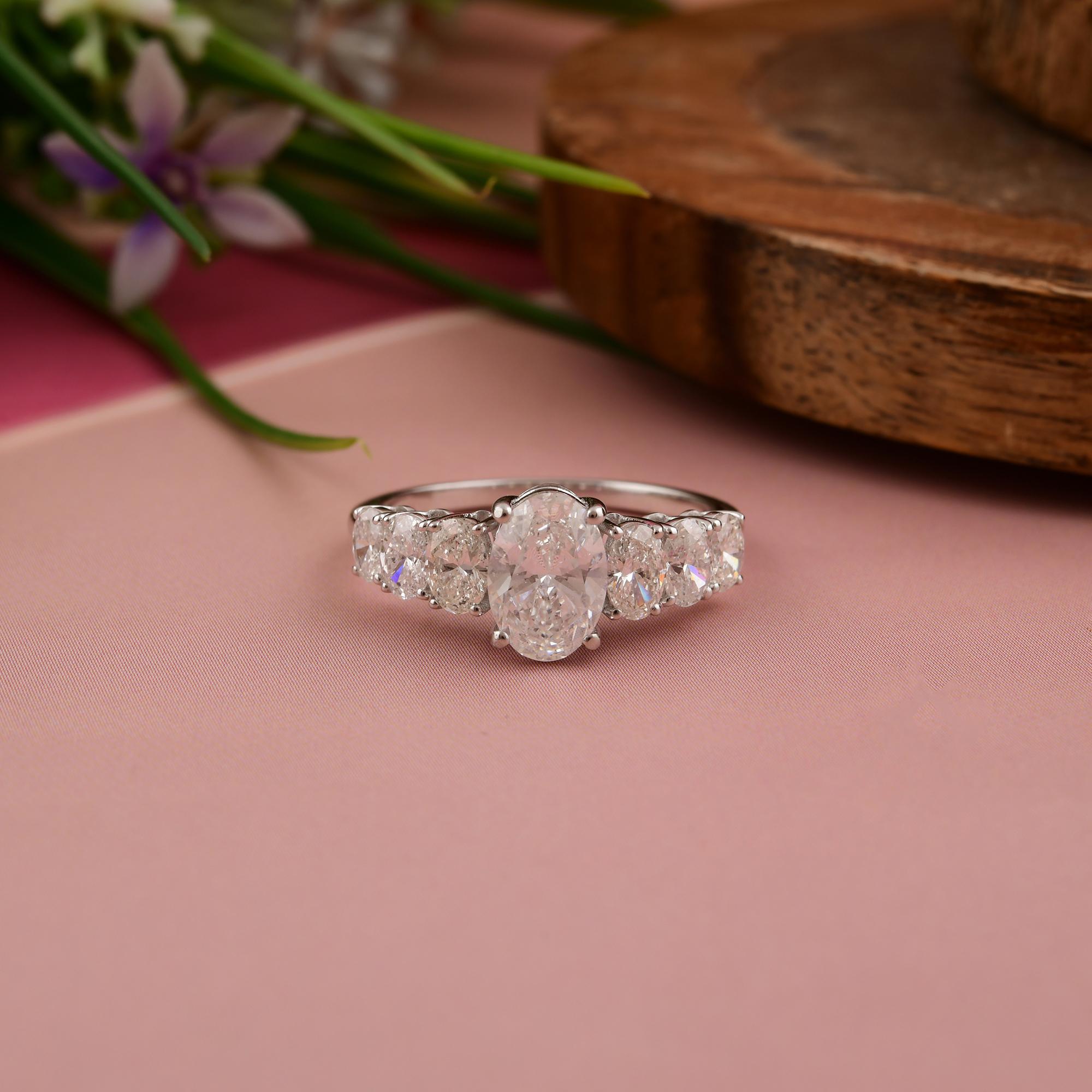 For Sale:  2.13 Carat Natural Oval Cut Diamond Engagement Ring 18 Karat White Gold 10