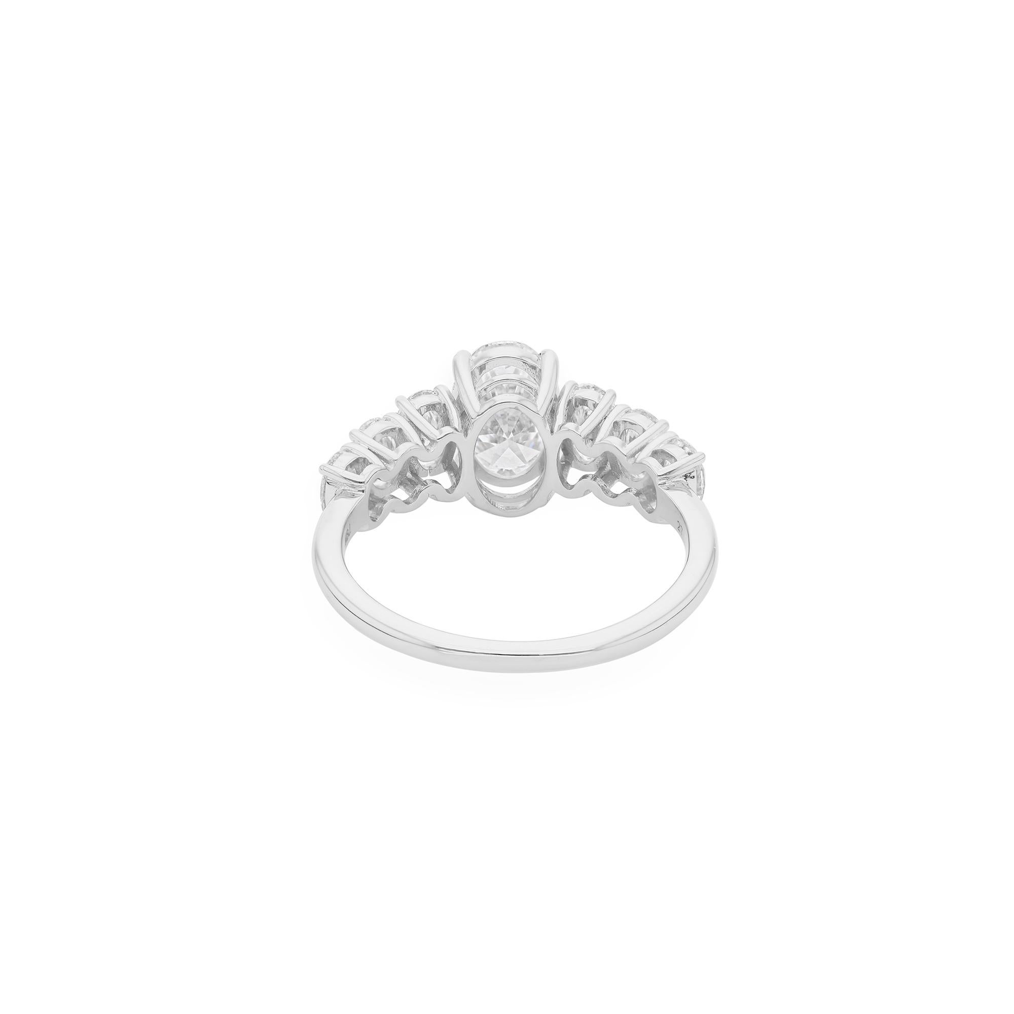 For Sale:  2.13 Carat Natural Oval Cut Diamond Engagement Ring 18 Karat White Gold 5