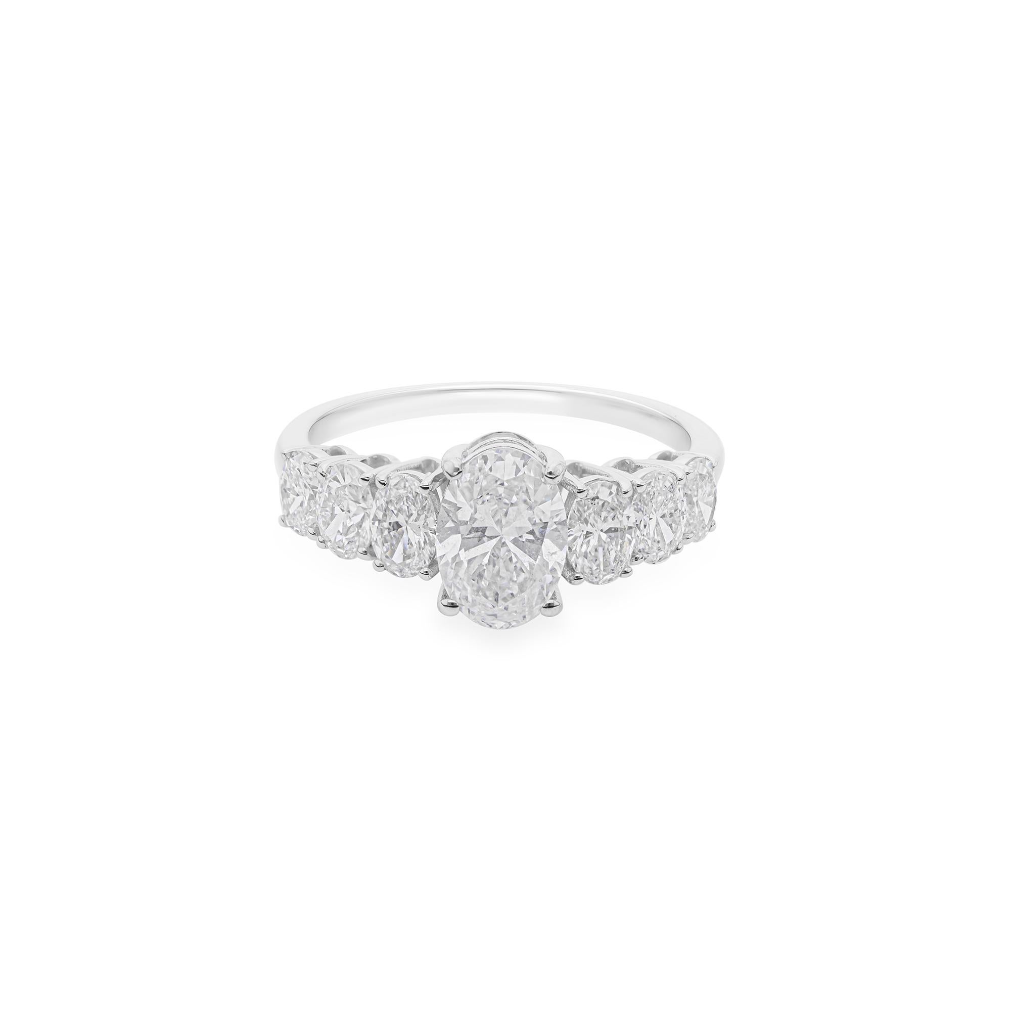 For Sale:  2.13 Carat Natural Oval Cut Diamond Engagement Ring 18 Karat White Gold 6