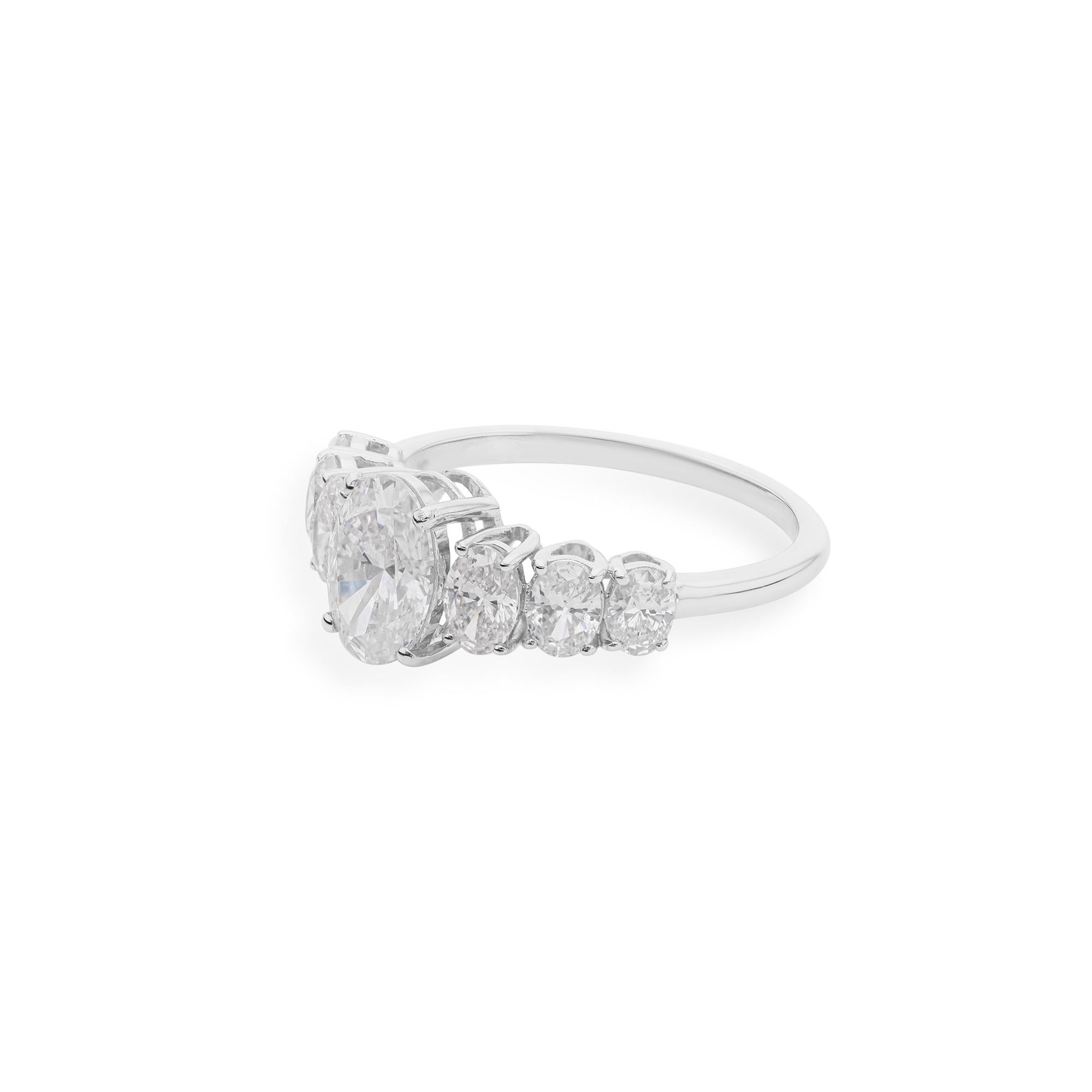 For Sale:  2.13 Carat Natural Oval Cut Diamond Engagement Ring 18 Karat White Gold 7