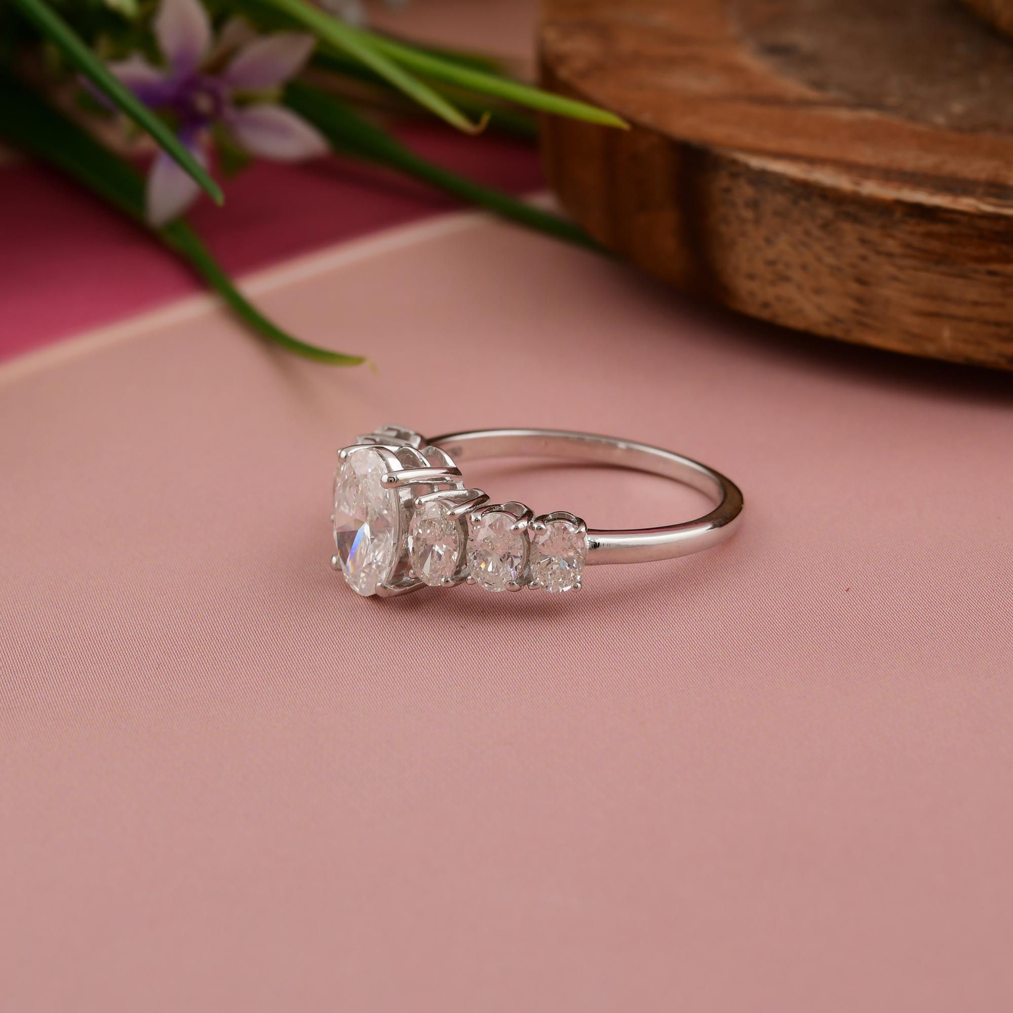 For Sale:  2.13 Carat Natural Oval Cut Diamond Engagement Ring 18 Karat White Gold 8