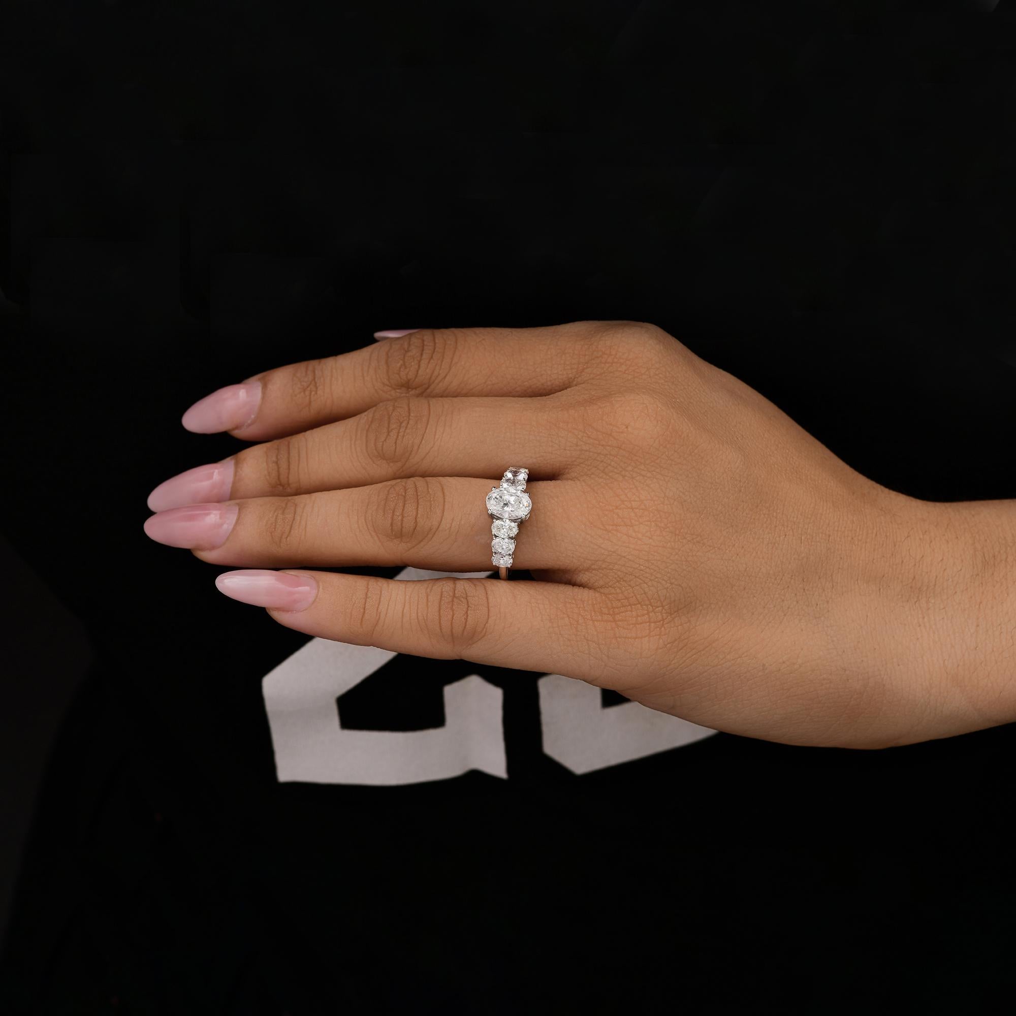 For Sale:  2.13 Carat Natural Oval Cut Diamond Engagement Ring 18 Karat White Gold 9