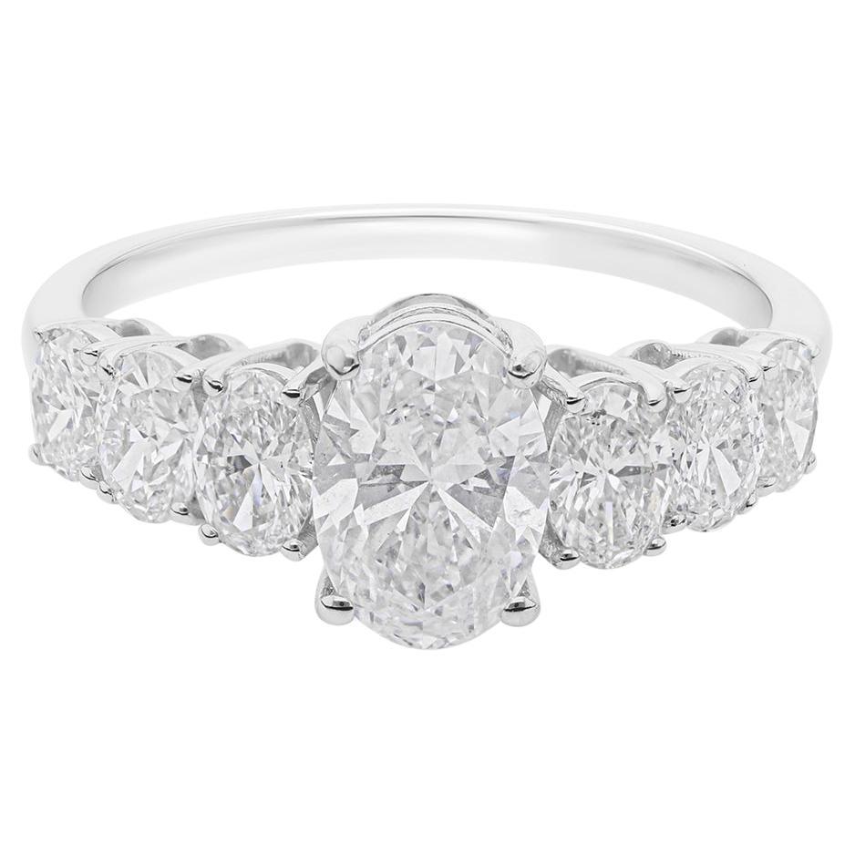 For Sale:  2.13 Carat Natural Oval Cut Diamond Engagement Ring 18 Karat White Gold