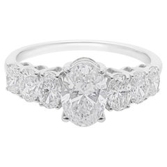 2.13 Carat Natural Oval Cut Diamond Engagement Ring 18 Karat White Gold
