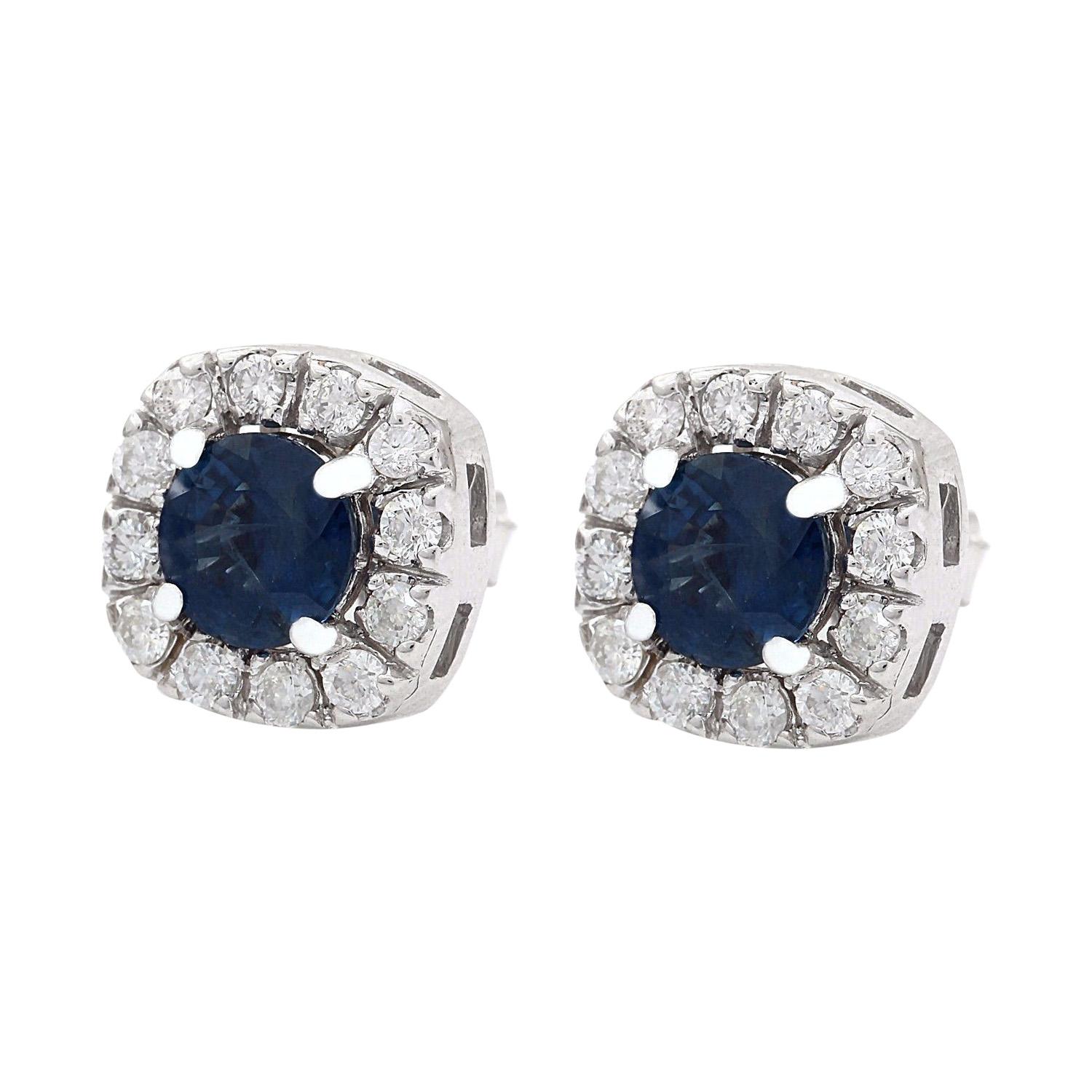 2.13 Carat Natural Sapphire 14K Solid White Gold Diamond Stud Earrings
 Item Type: Earrings
 Item Style: Stud
 Item Length: 10.00 mm
 Item Width: 10.00 mm
 Material: 14K White Gold
 Mainstone: Ceylon Sapphire
 Stone Color: Blue
 Stone Weight: 1.68