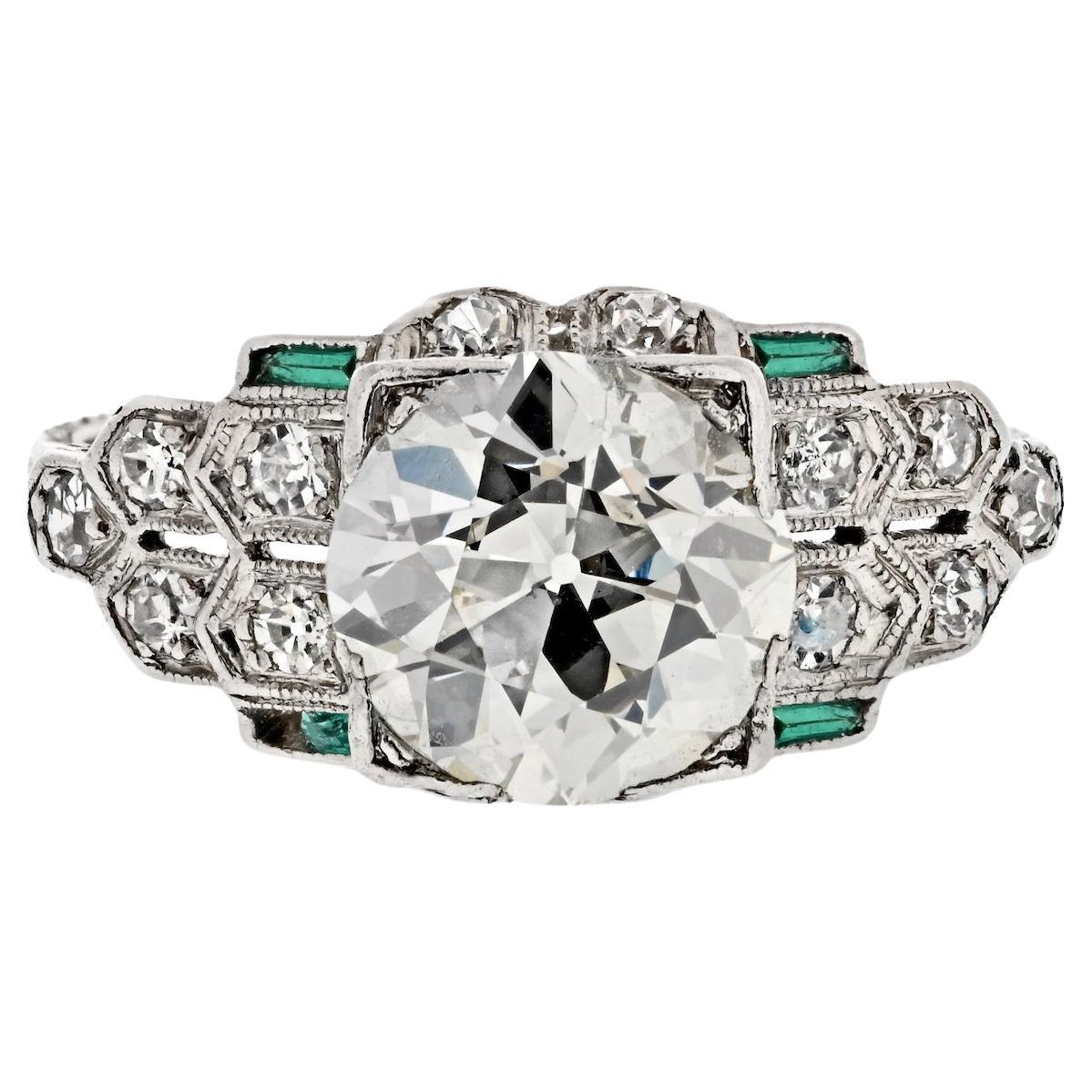2.13 carat Old European Cut Diamond M/VS1 GIA Vintage Engagement Ring