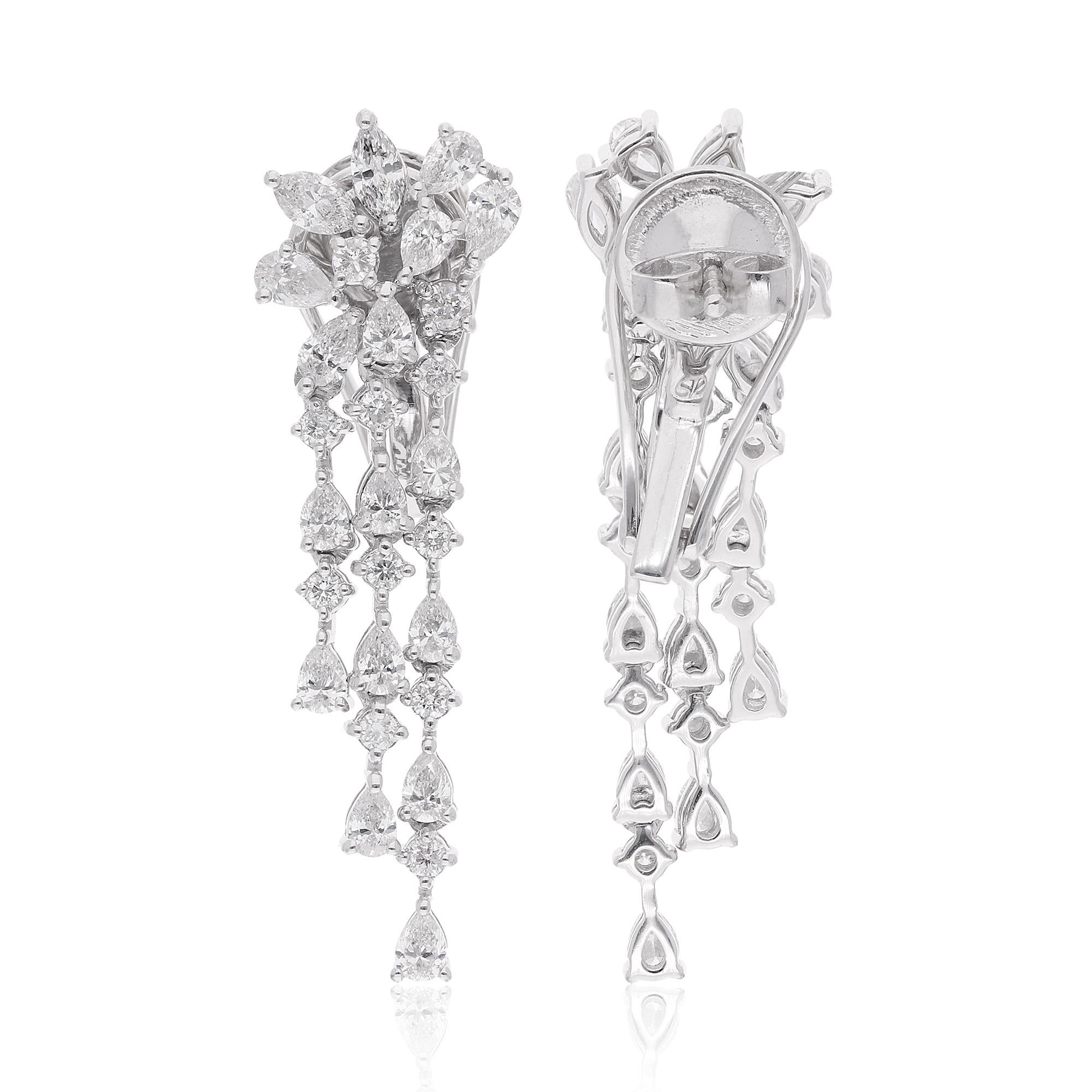 Indulge in the luxurious allure of these exquisite earrings and let them become a symbol of your unique style and grace. With their natural diamonds, fine white gold craftsmanship, and stunning design, they are more than just earrings—they are a