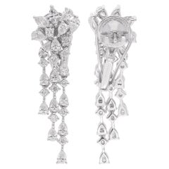 2.13 Carat Pear Marquise 
Round Diamond Dangle Earrings 18 Karat White Gold