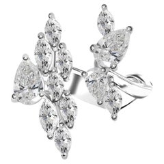 Bague de cocktail en or blanc 18 carats 2,13 ct SI Clarity HI Color Marquise Pear Diamond