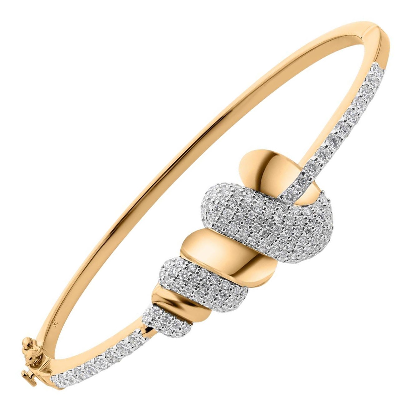 2,13 Karat SI/H Diamant Muschel Armreif Diamant Armband 18k Zwei-Ton-Gold-Schmuck im Angebot