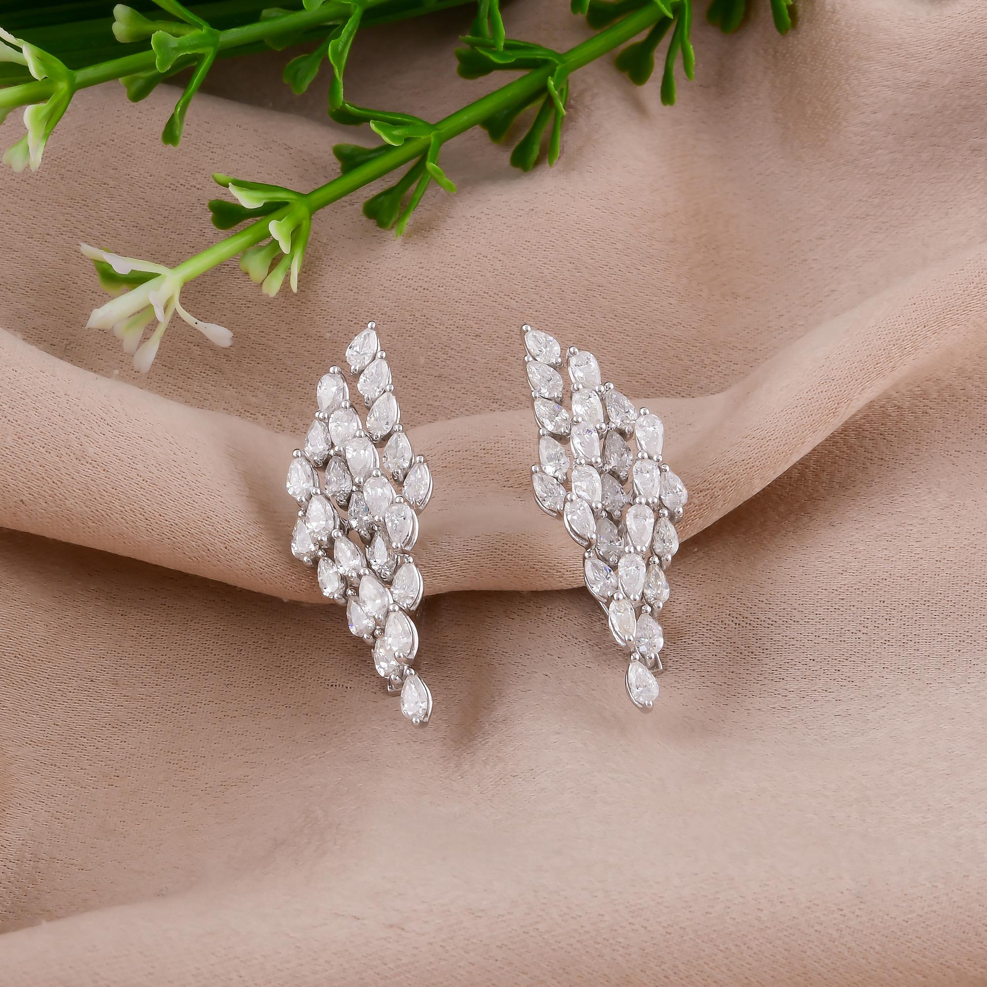 Moderne 2.13 Carat SI/H Boucles d'oreilles diamant poire taille brillant Bijoux en or blanc 18 carats en vente