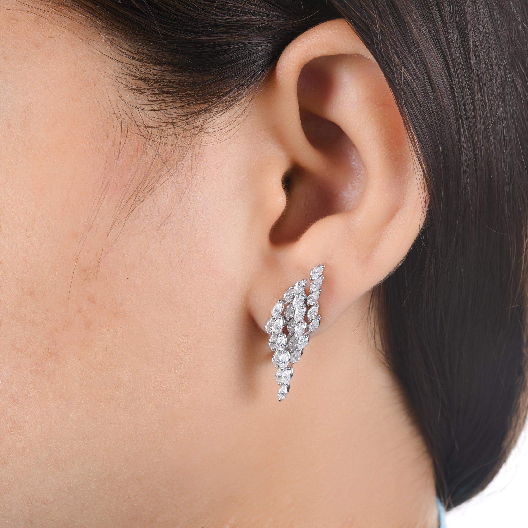 Taille poire 2.13 Carat SI/H Boucles d'oreilles diamant poire taille brillant Bijoux en or blanc 18 carats en vente
