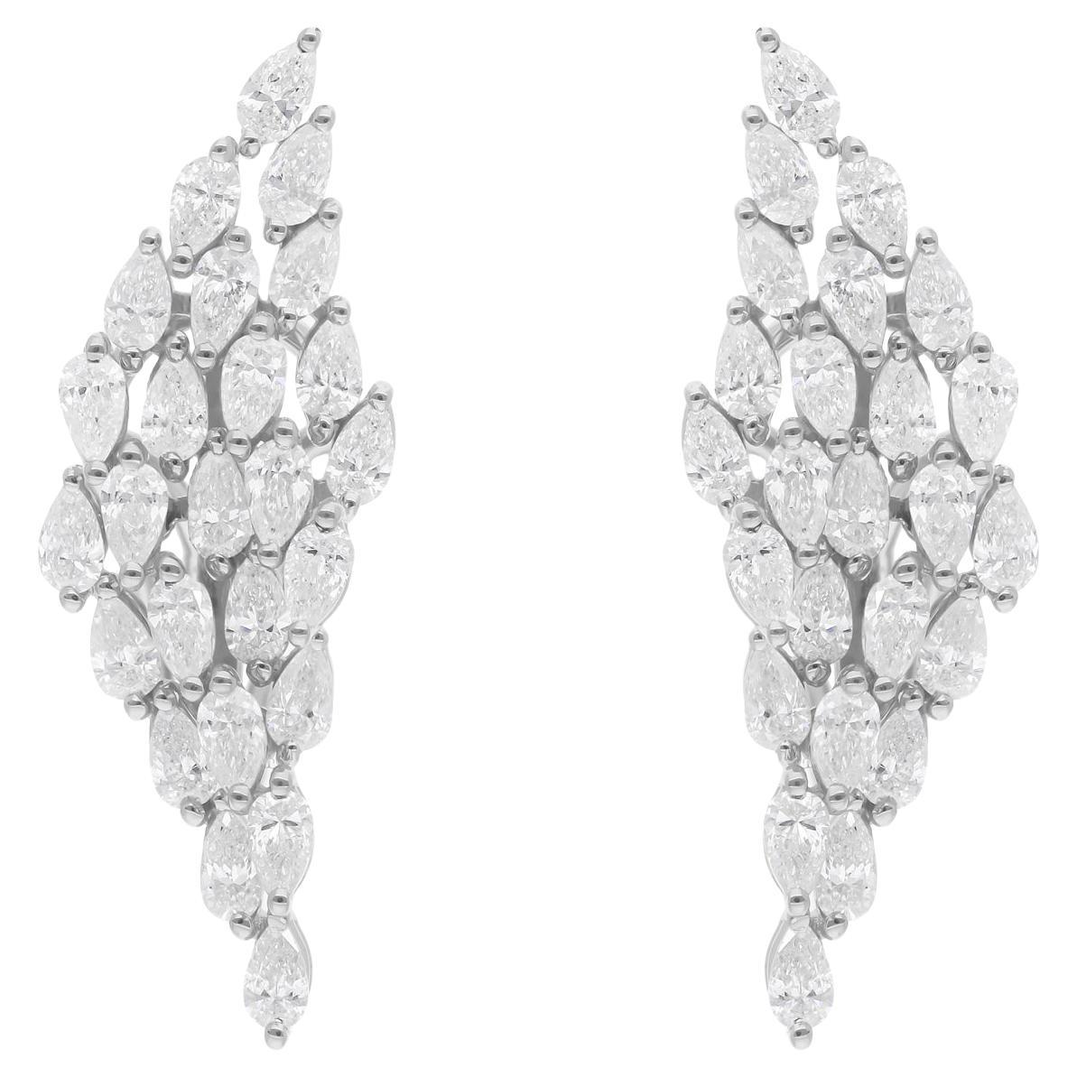 2.13 Carat SI/H Pear Brilliant Cut Diamond Earrings 18 Karat White Gold Jewelry