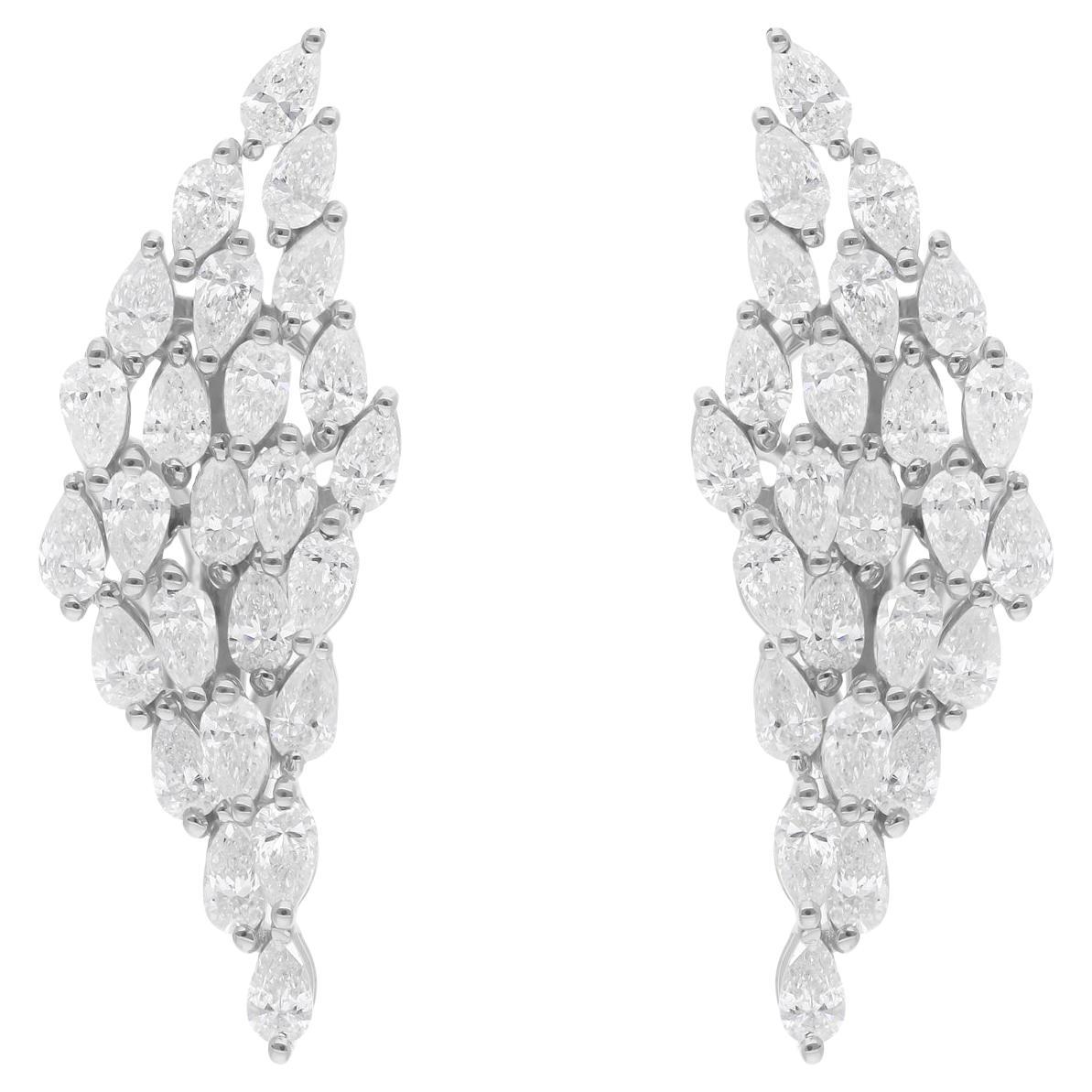 Pendientes de diamantes talla pera brillante SI/H de 2,13 quilates Joyas de oro blanco de 18 quilates