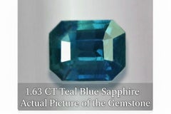 2.13 Carat Teal Blue Sapphire Octagonal Shape and Diamond Ring Gold
