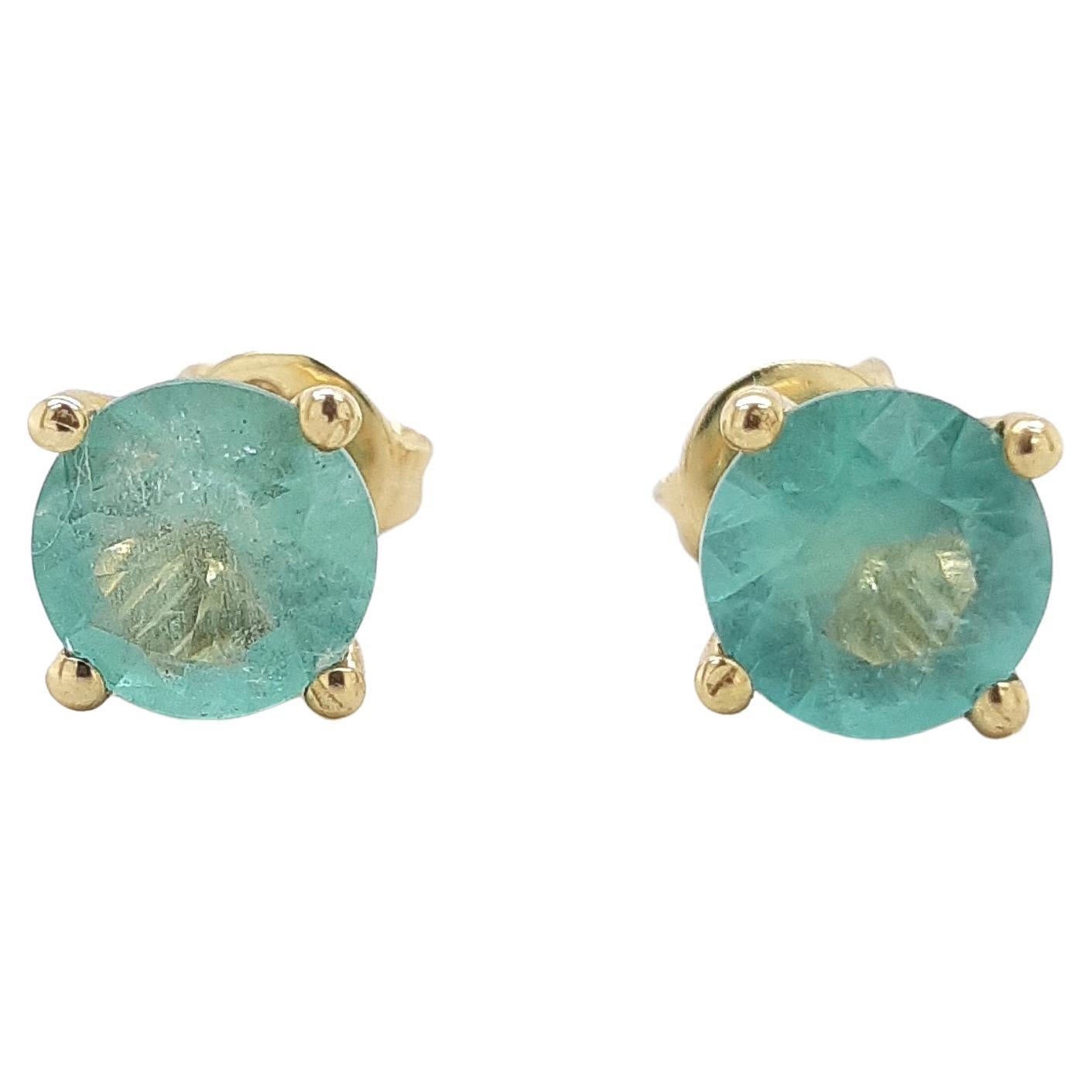 Round Cut *No Reserve Price* IGI Certified 2.13ct Emerald Stud Earrings