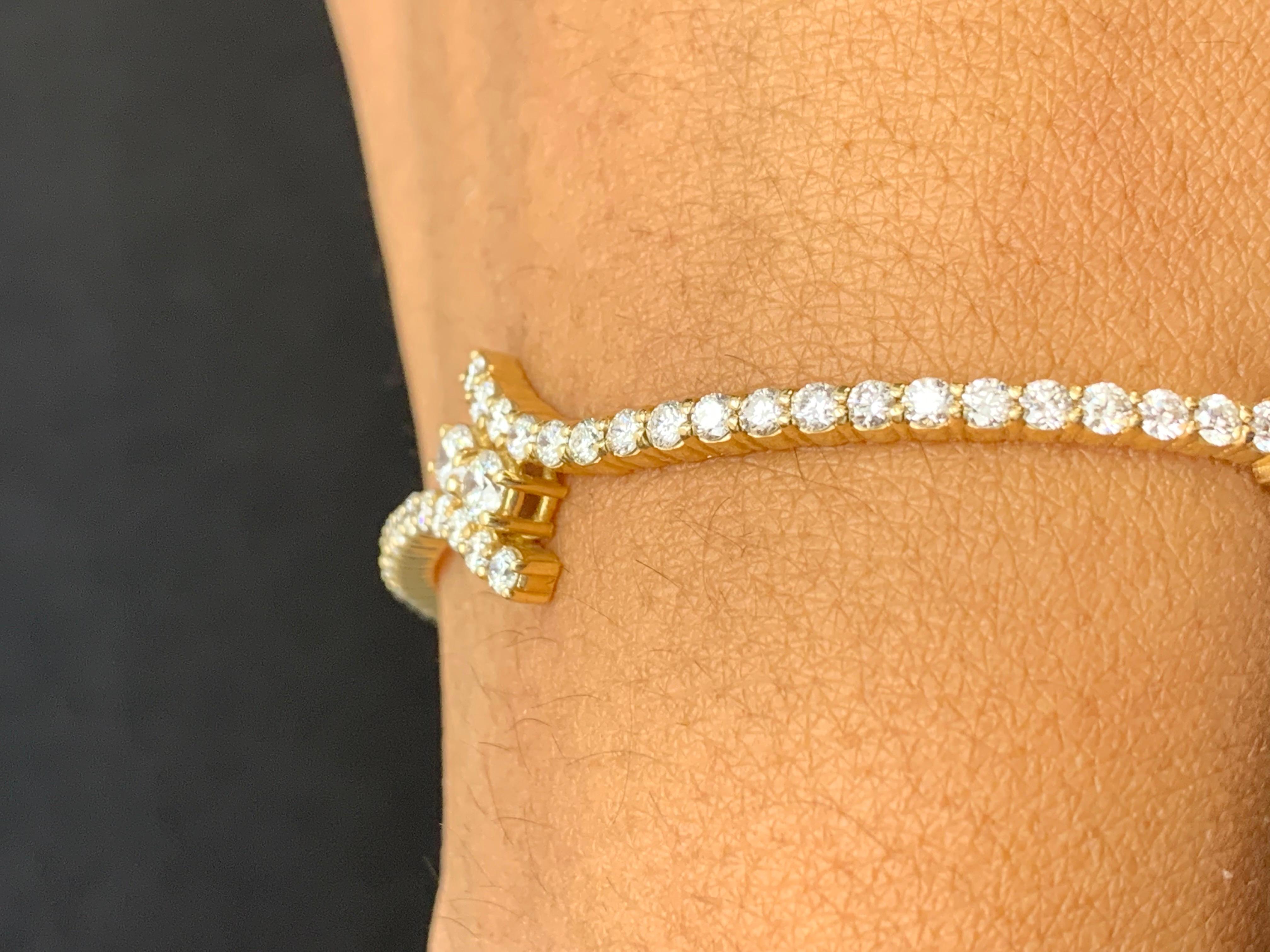 Bracelet torsadé en or jaune 14 carats et diamant rond de 2,13 carats en vente 6