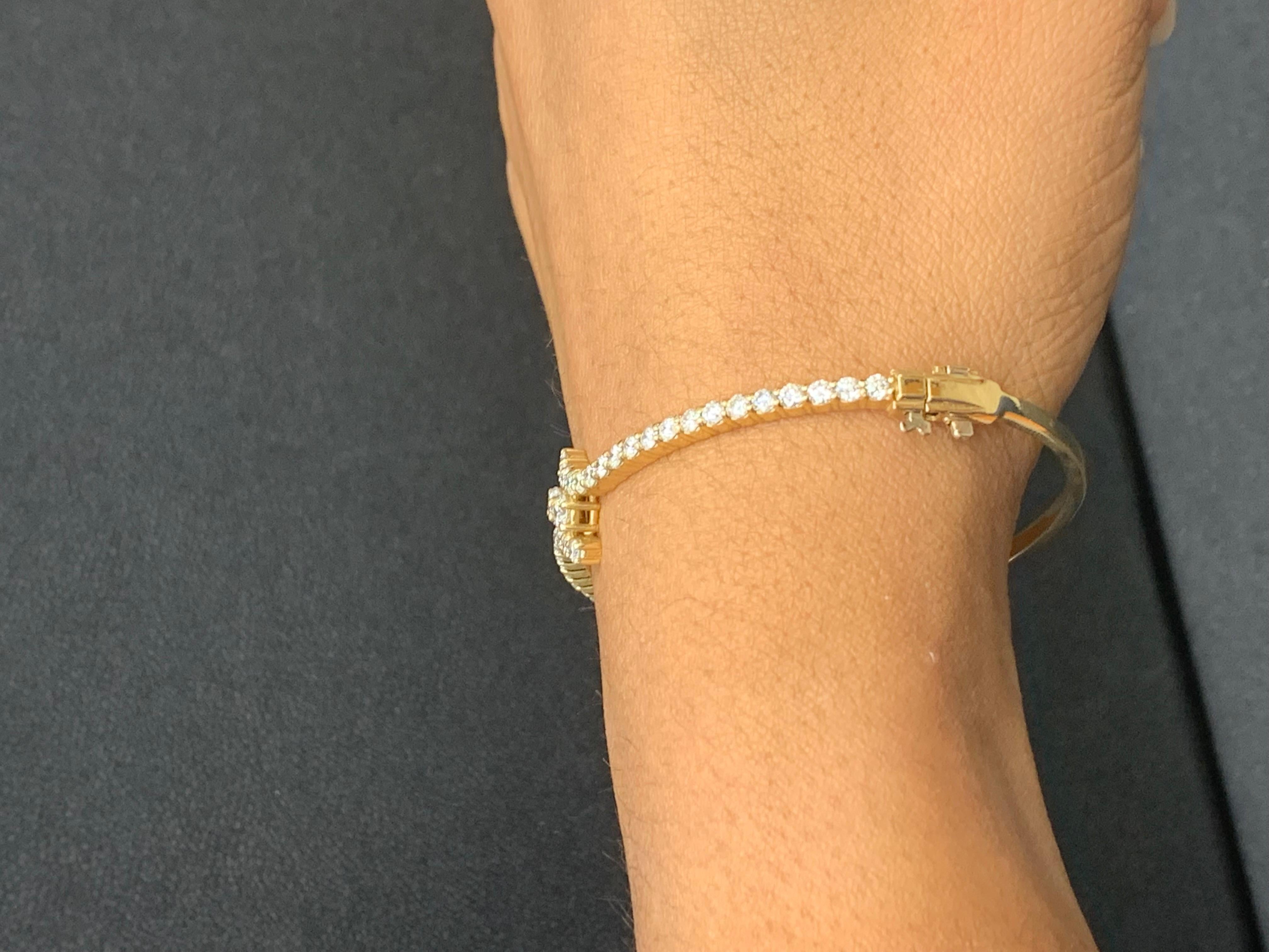 Bracelet torsadé en or jaune 14 carats et diamant rond de 2,13 carats en vente 8