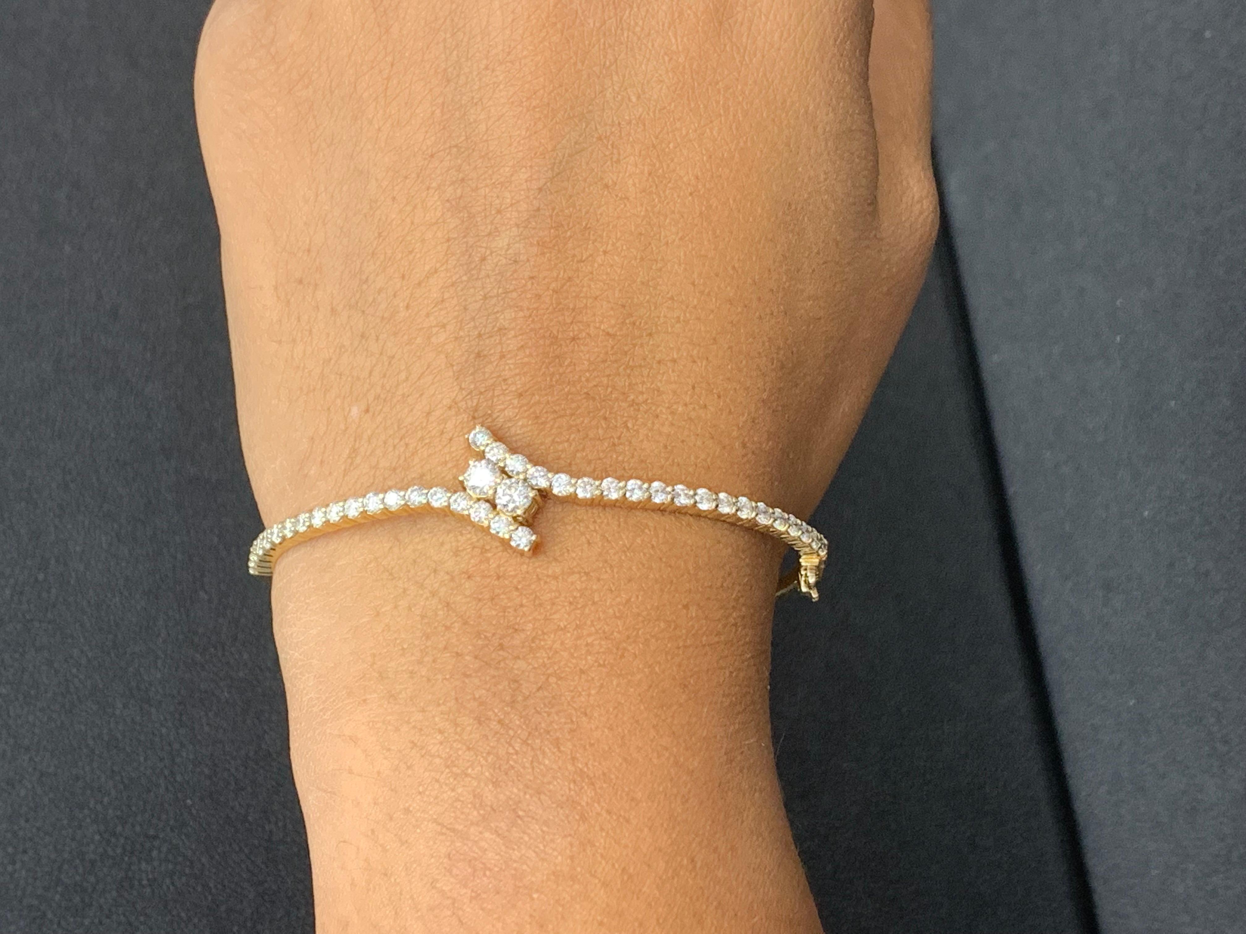 Bracelet torsadé en or jaune 14 carats et diamant rond de 2,13 carats Neuf - En vente à NEW YORK, NY